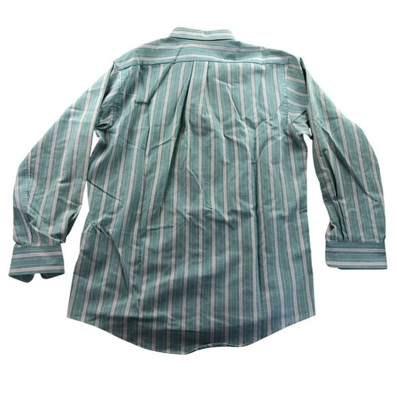Arrow Dover Men Dress Shirt Size 15.5 Neck Green Pinstriped Button Down Workwear - Picture 2 of 8